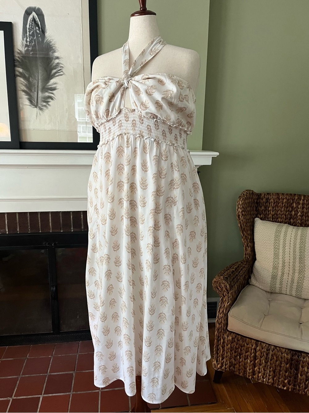 Old Navy Botanical Halter Midi Dress w/ Pockets | Lined | Cotton Blend | 2X
